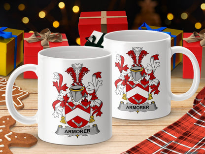 Physical Item 11oz / White Armorer Surname Irish Coat of Arms Design Mug