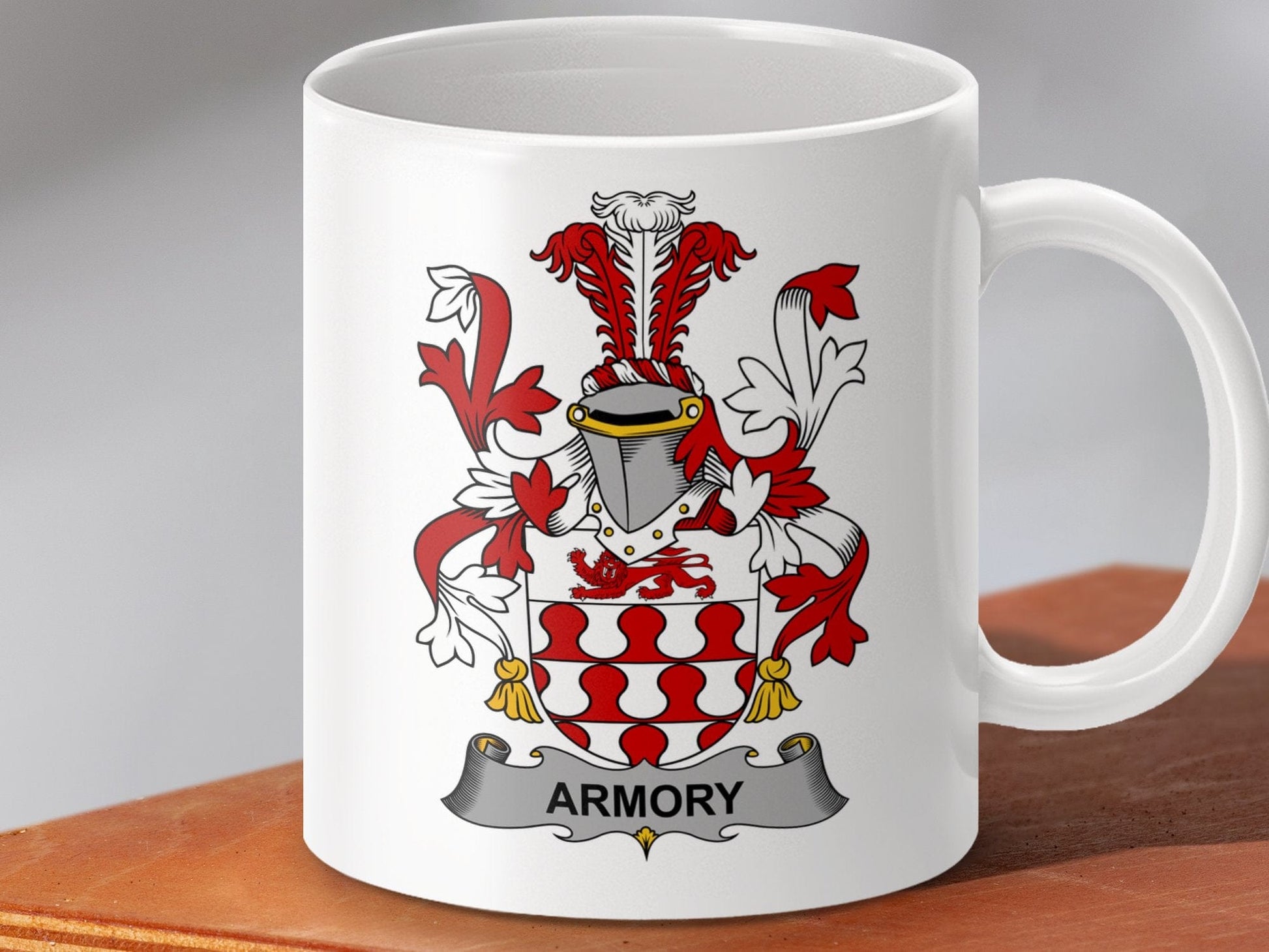 Physical Item 11oz / White Armory Surname Irish Heraldry Ceramic Mug