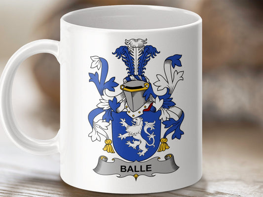 Physical Item 11oz / White Balle Surname Irish Heraldry Ceramic Mug