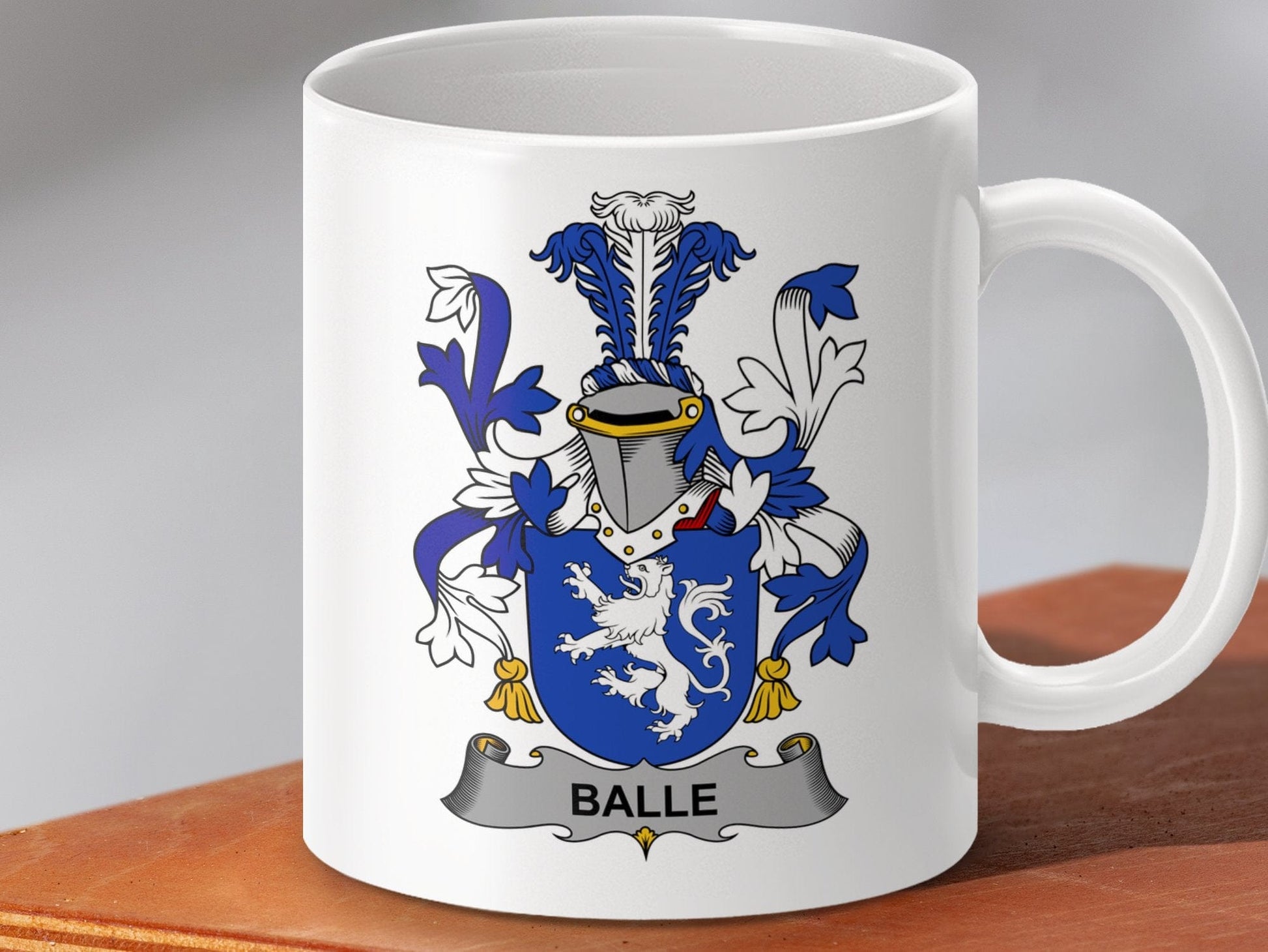 Physical Item 11oz / White Balle Surname Irish Heraldry Ceramic Mug