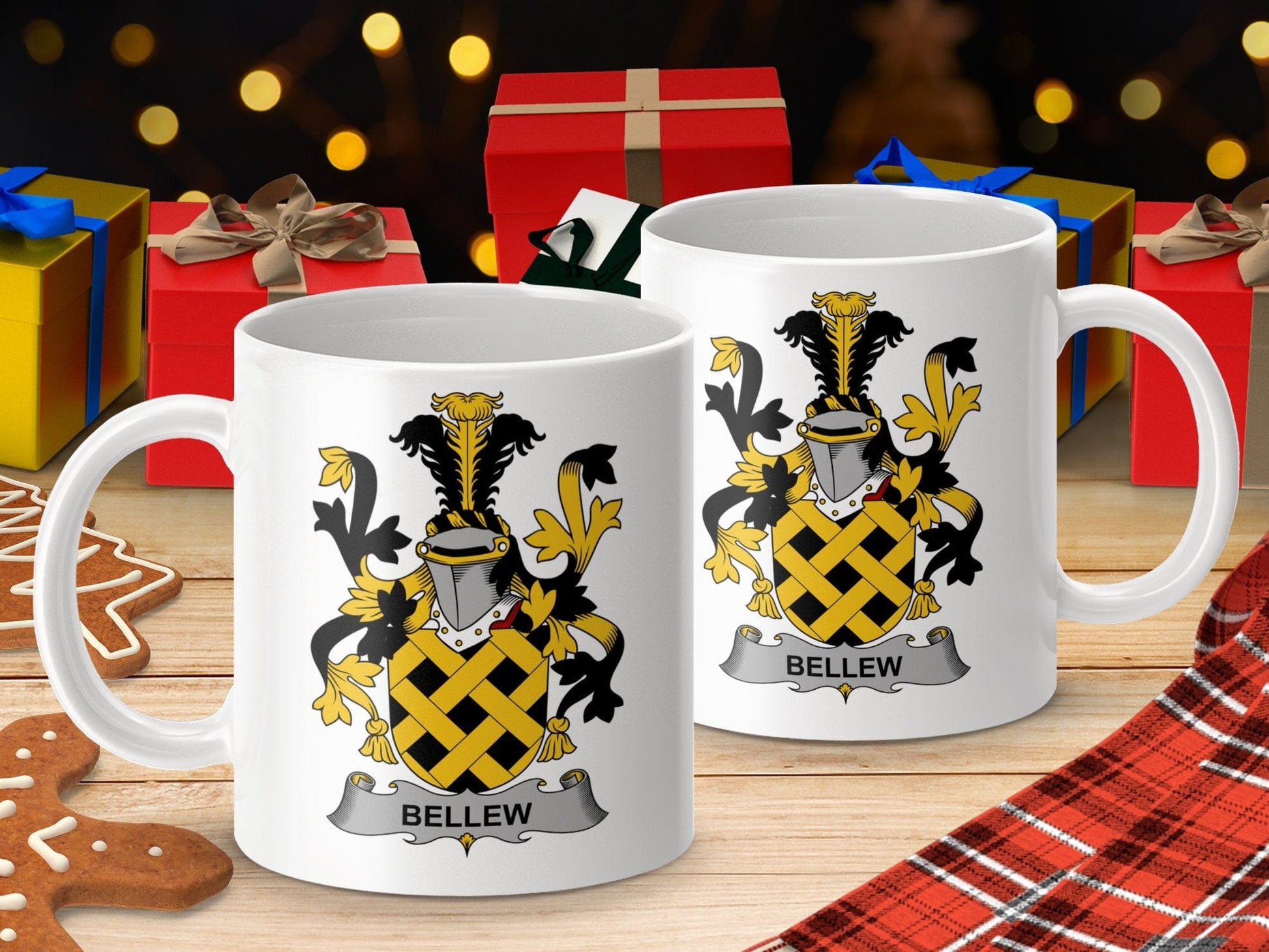 Physical Item 11oz / White Bellew Surname Irish Heraldry Ceramic Mug