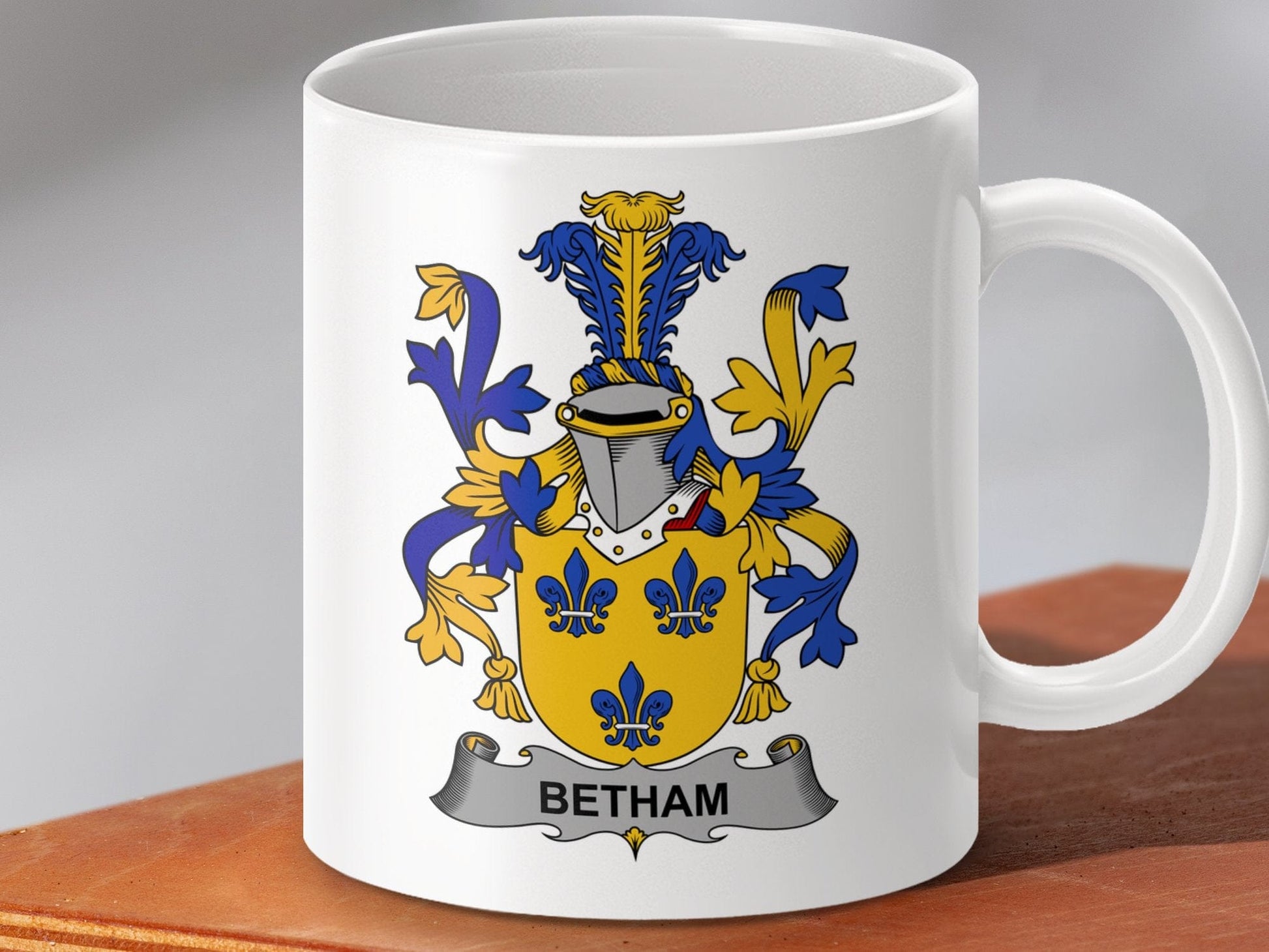 Physical Item 11oz / White Betham Surname Irish Heraldry Ceramic Mug