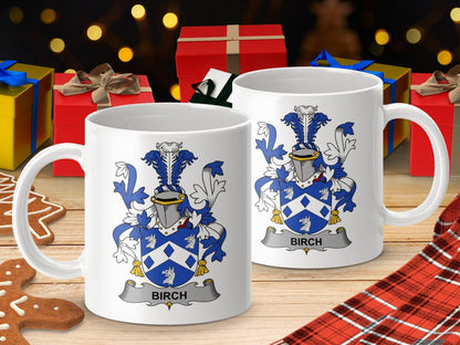 Physical Item 11oz / White Birch Surname Irish Heraldry Decorative Coffee Mug