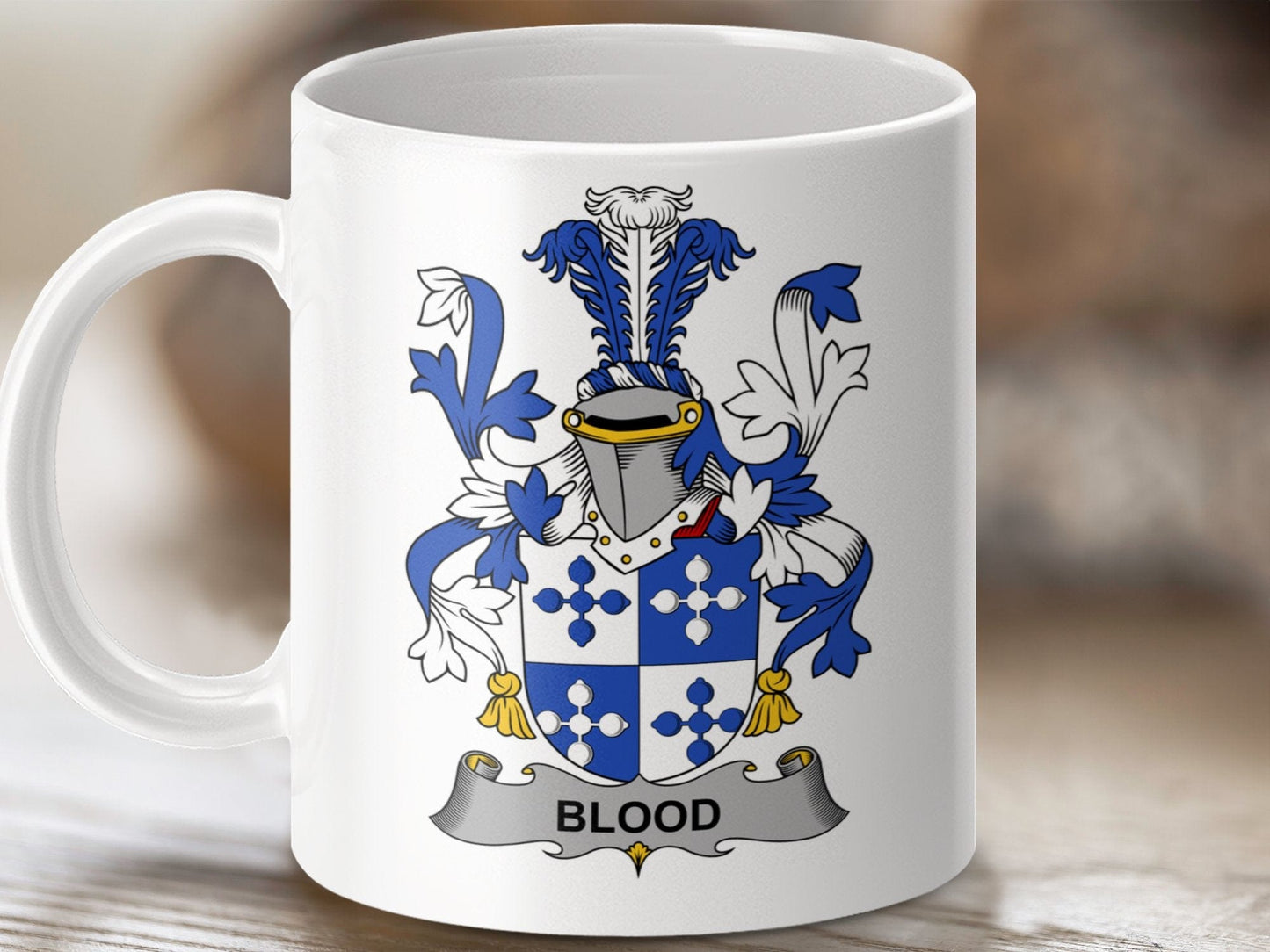 Physical Item 11oz / White Blood Surname Irish Heraldry Ceramic Mug