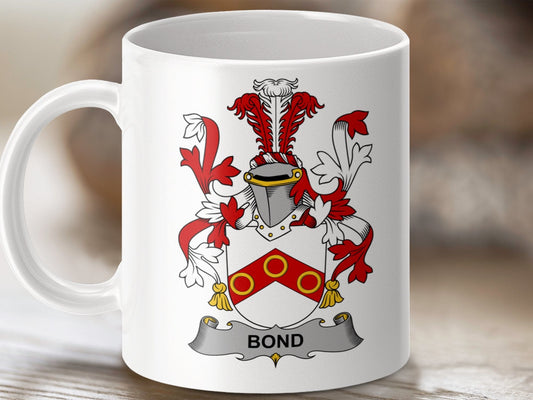 Physical Item 11oz / White Bond Surname Irish Heraldry Ceramic Mug