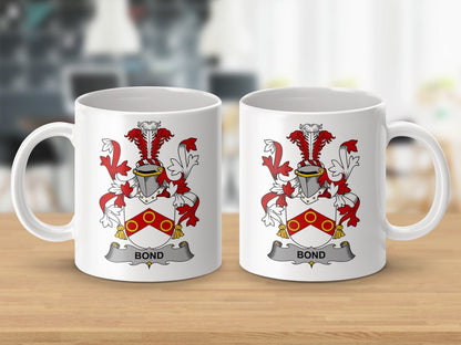 Physical Item 11oz / White Bond Surname Irish Heraldry Ceramic Mug