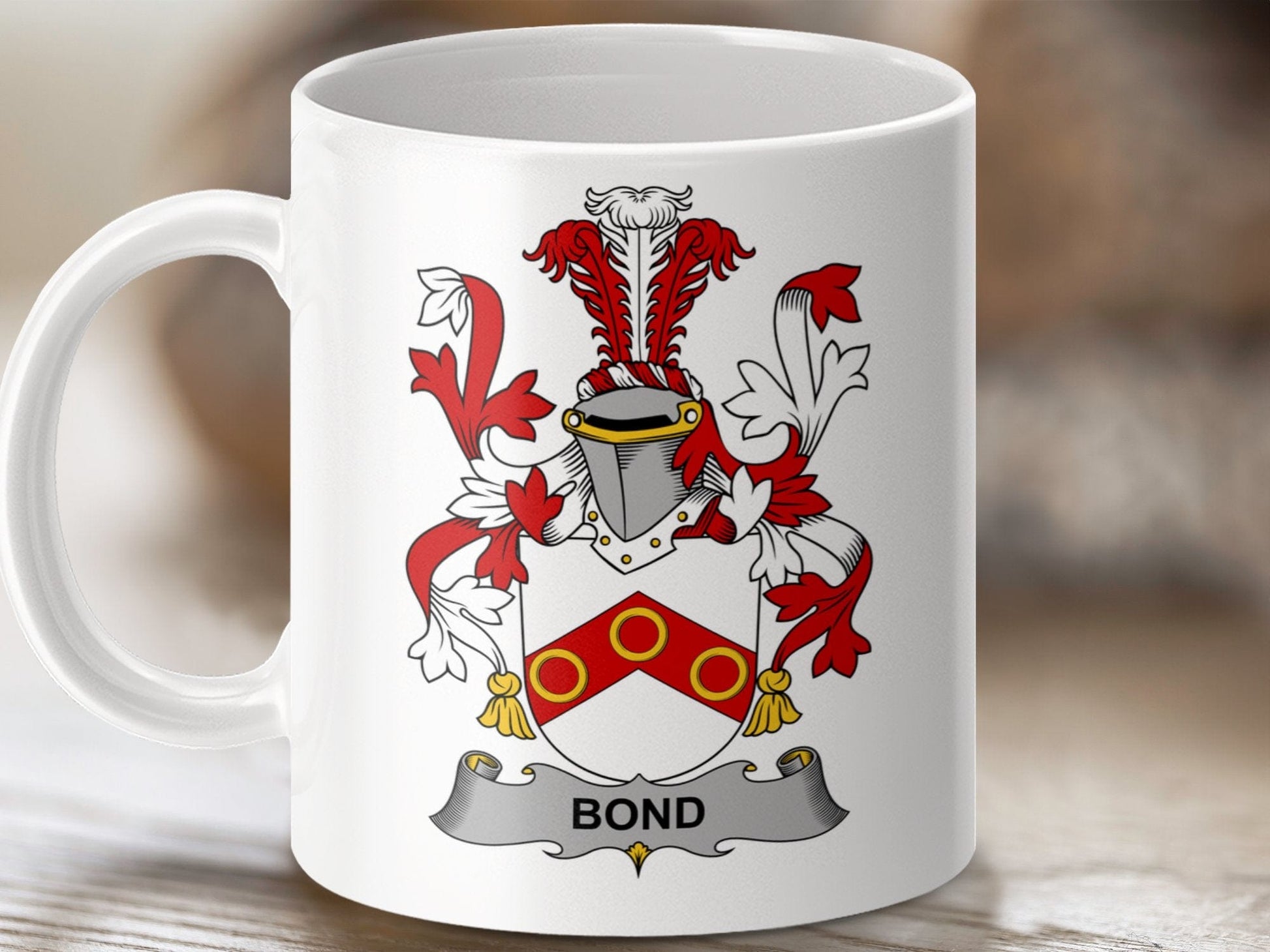 Physical Item 11oz / White Bond Surname Irish Heraldry Ceramic Mug