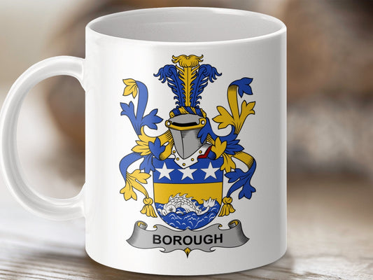 Physical Item 11oz / White Borough Surname Irish Heraldry Ceramic Mug