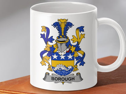 Physical Item 11oz / White Borough Surname Irish Heraldry Ceramic Mug