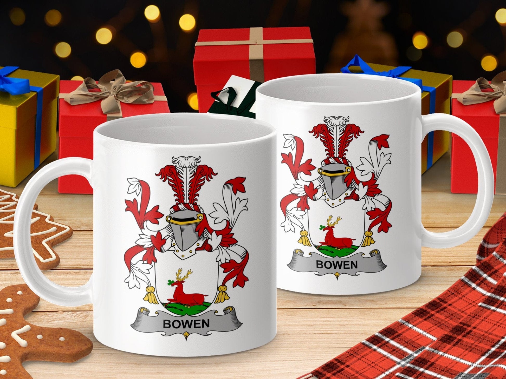 Physical Item 11oz / White Bowen Surname Irish Heraldry Ceramic Mug