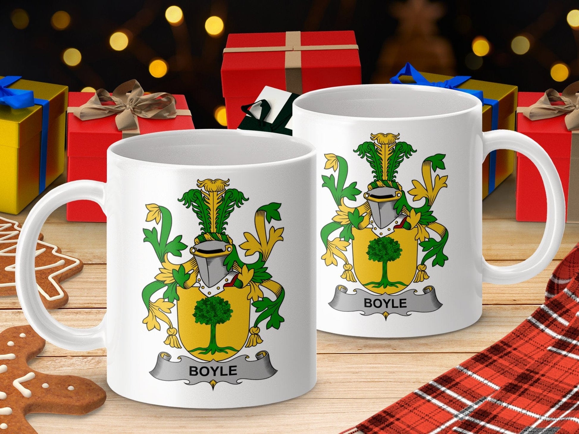 Physical Item 11oz / White Boyle Surname Irish Heraldry Ceramic Mug