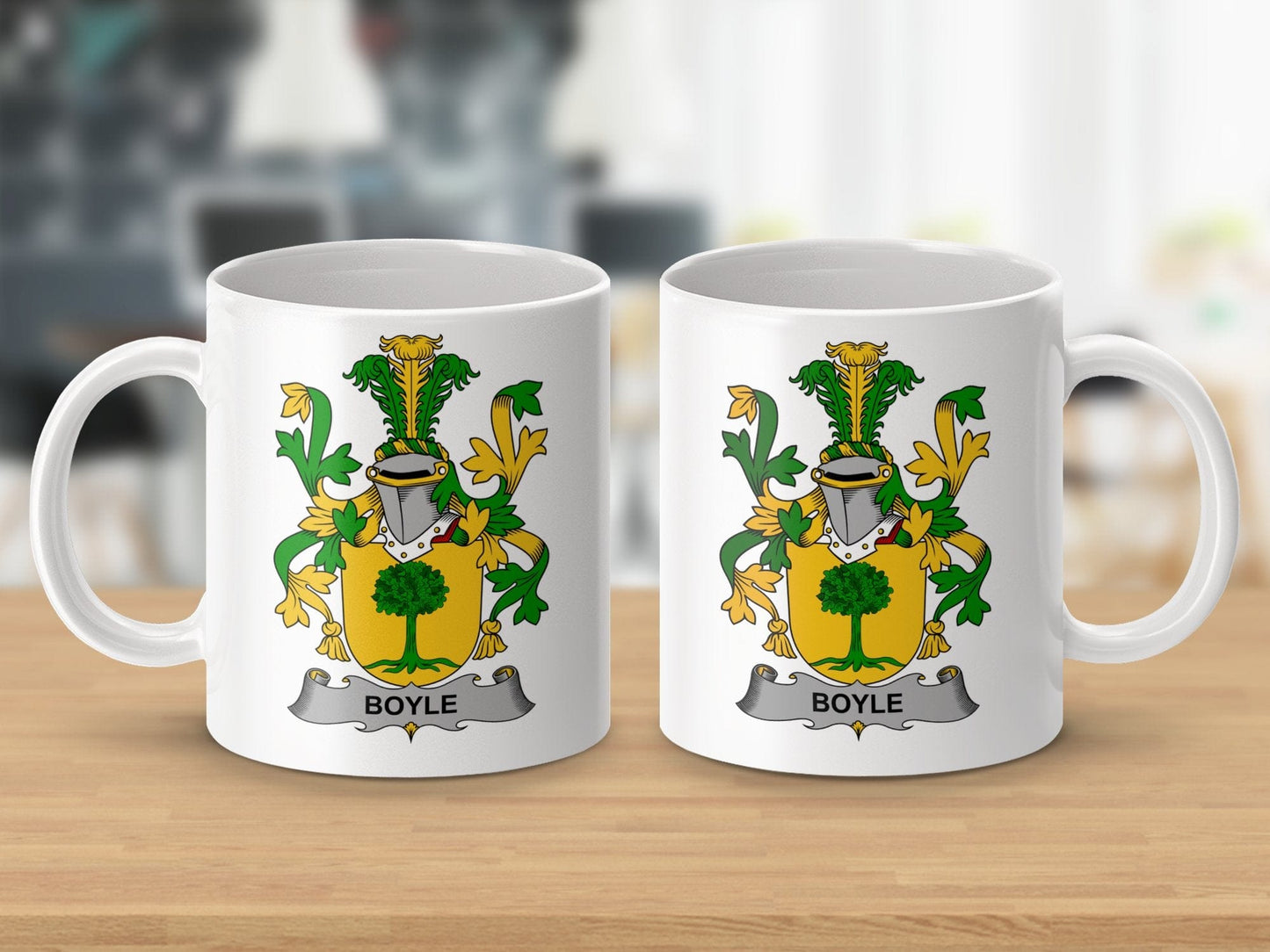 Physical Item 11oz / White Boyle Surname Irish Heraldry Ceramic Mug