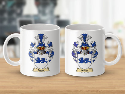 Physical Item 11oz / White Budge Clan Coat Of Arms Scottish Mug