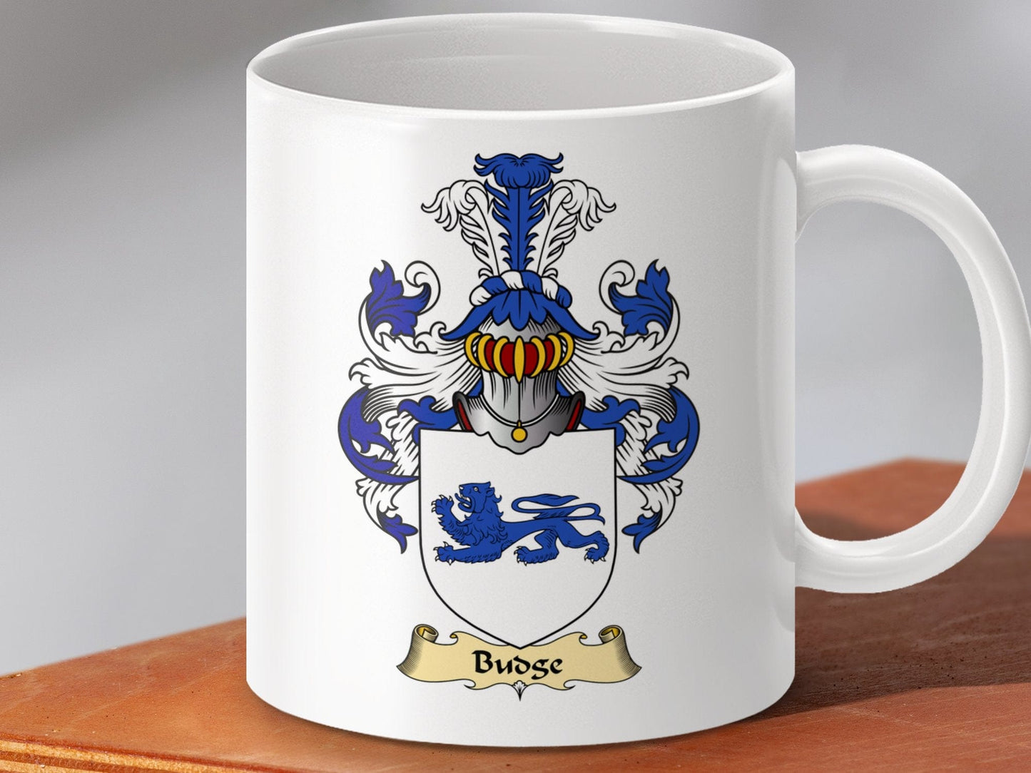 Physical Item 11oz / White Budge Clan Coat Of Arms Scottish Mug