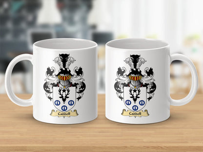 Physical Item 11oz / White Caddell Clan Coat Of Arms Scottish Mug