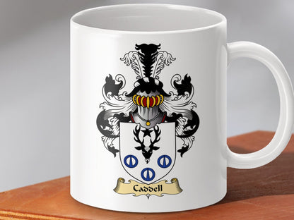 Physical Item 11oz / White Caddell Clan Coat Of Arms Scottish Mug