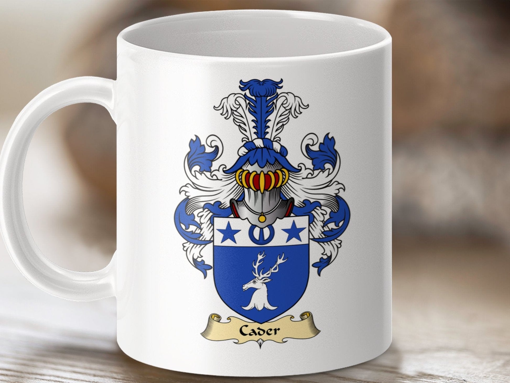 Physical Item 11oz / White Cader Clan Coat Of Arms Scottish Mug