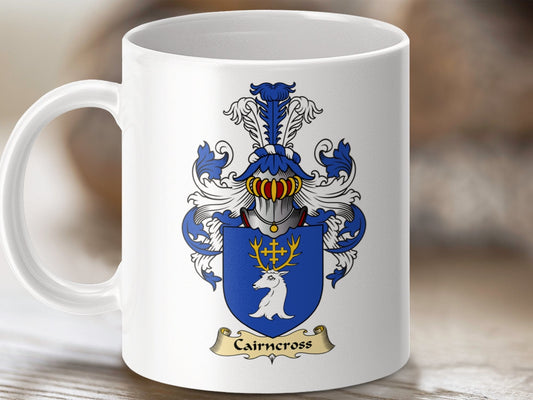 Physical Item 11oz / White Cairncross Clan Coat Of Arms Scottish Mug