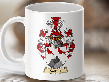 Physical Item 11oz / White Cairnie Clan Coat Of Arms Scottish Mug