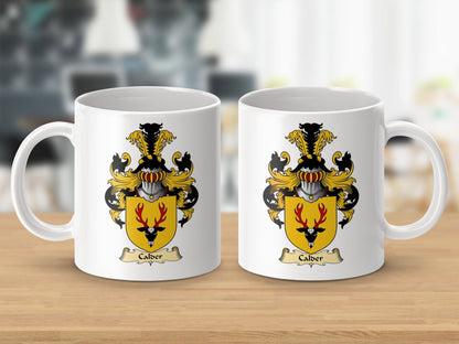 Physical Item 11oz / White Calder Clan Coat Of Arms Scottish Mug