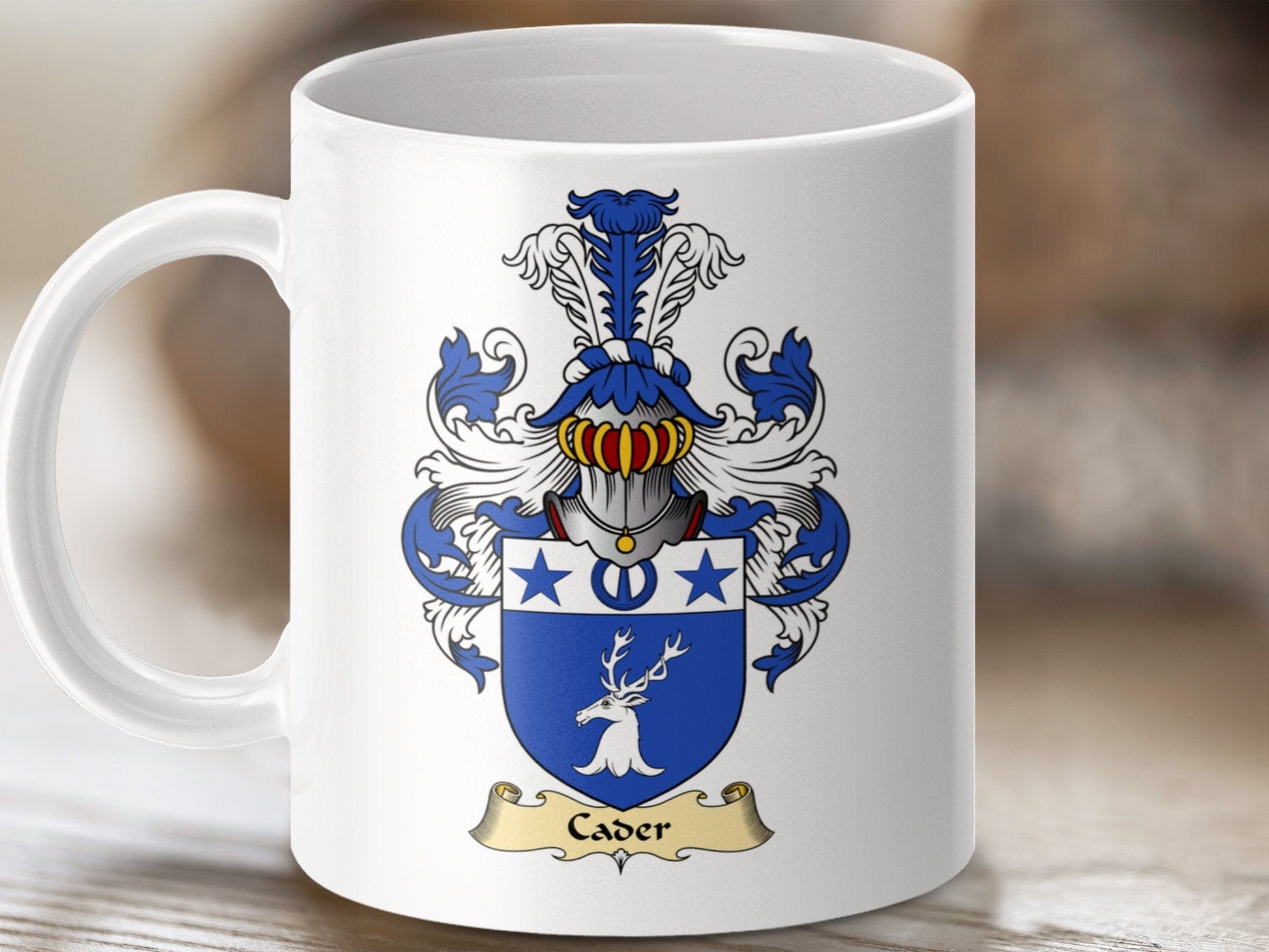 Physical Item 11oz / White Calder Family Coat Of Arms Scottish Clan Mug