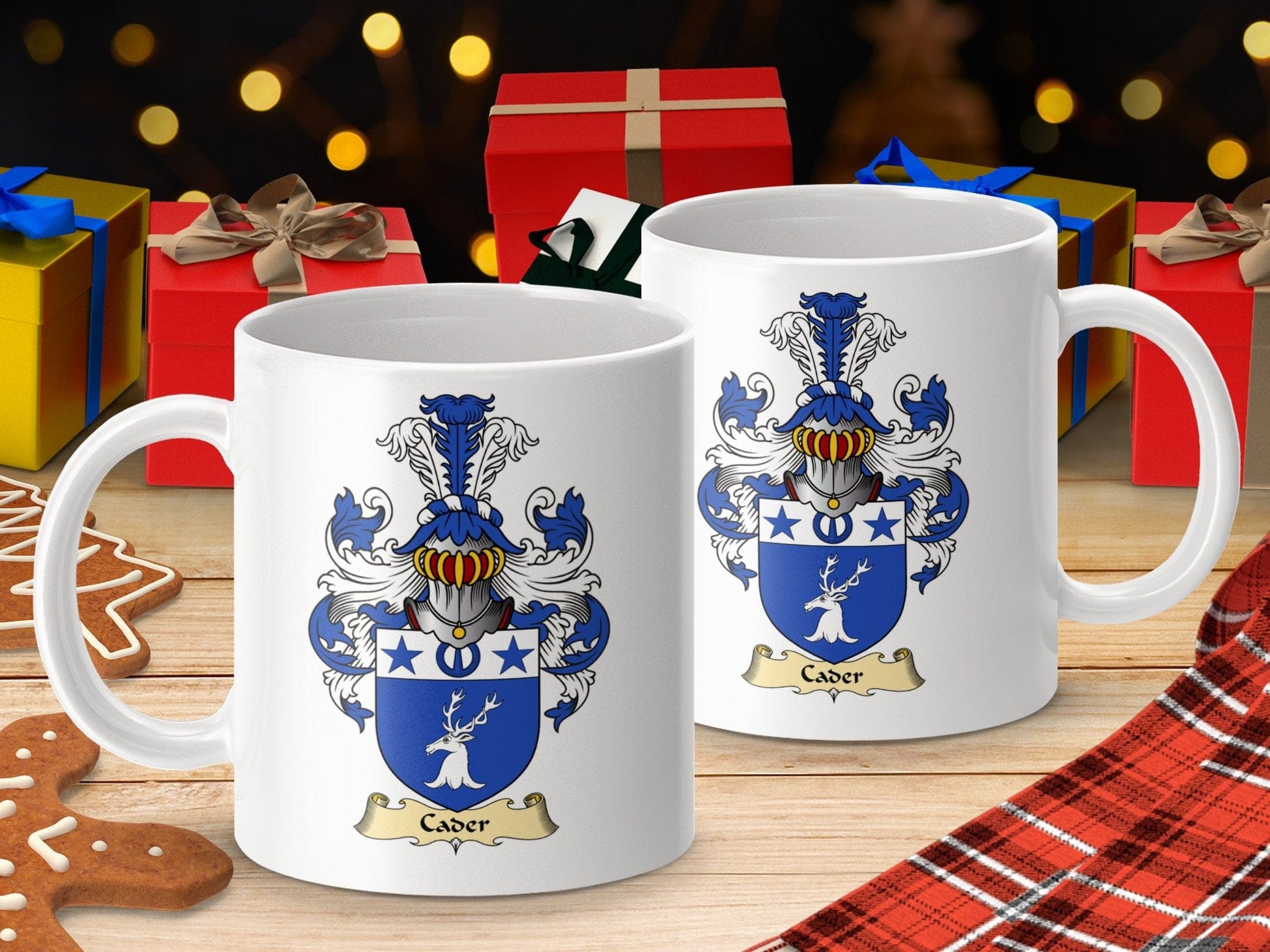 Physical Item 11oz / White Calder Family Coat Of Arms Scottish Clan Mug