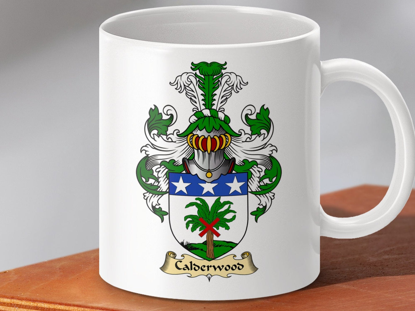 Physical Item 11oz / White Calderwood Clan Coat Of Arms Scottish Mug