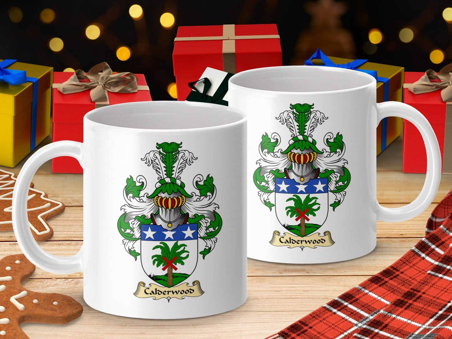 Physical Item 11oz / White Calderwood Clan Coat Of Arms Scottish Mug