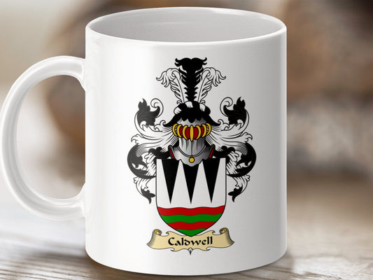 Physical Item 11oz / White Caldwell Clan Coat Of Arms Scottish Mug