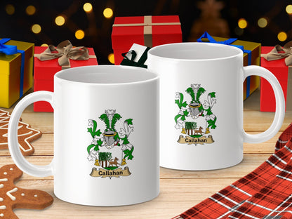 Physical Item 11oz / White Callahan Surname Irish Heraldry Ceramic Mug