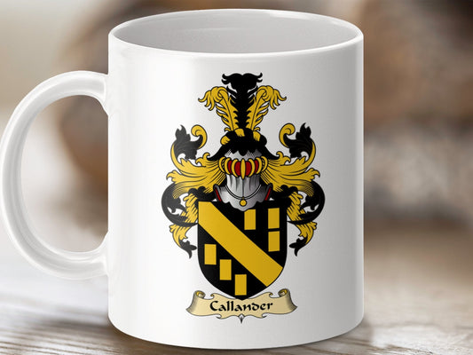 Physical Item 11oz / White Callander Clan Coat Of Arms Scottish Mug