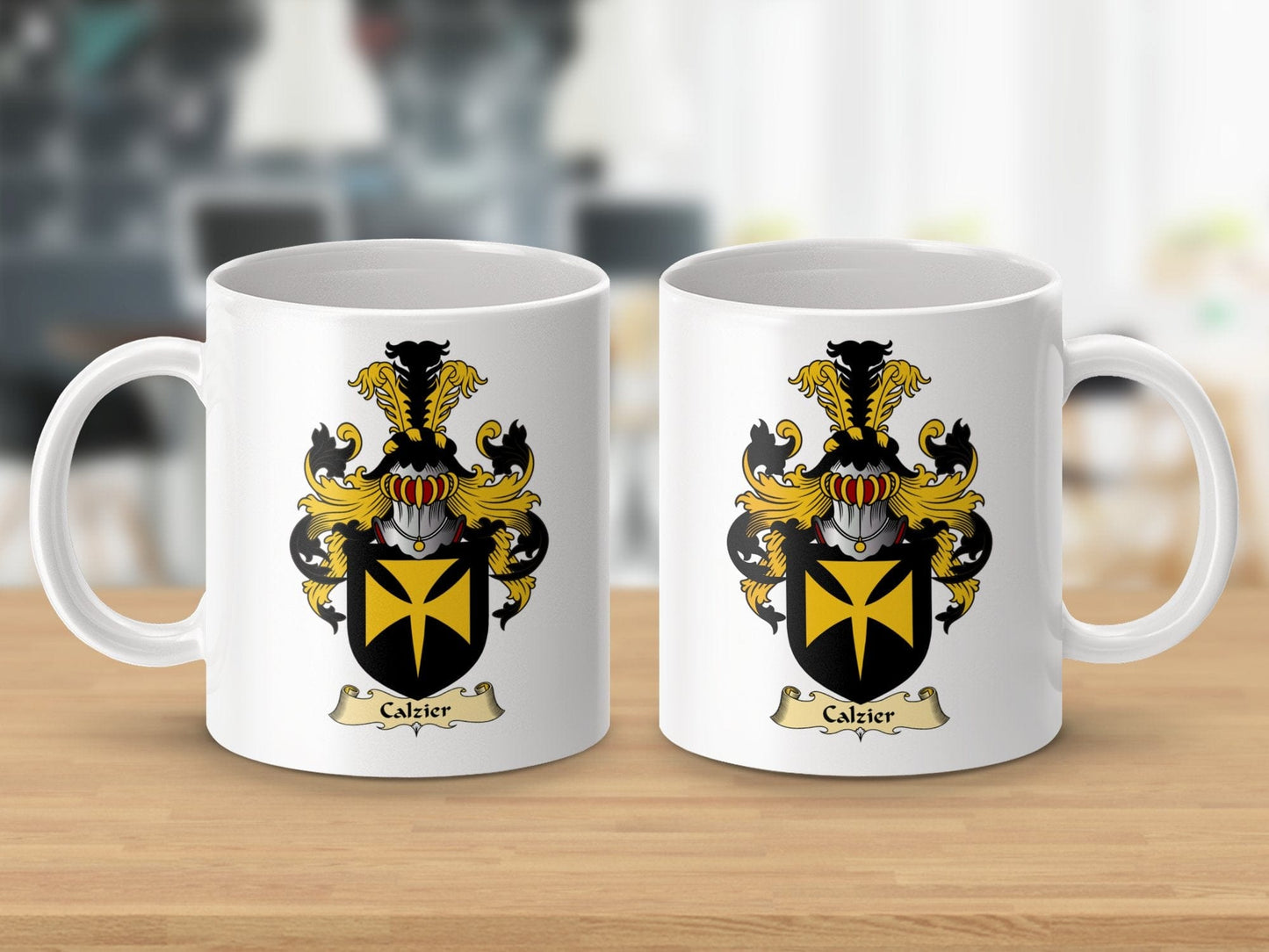 Physical Item 11oz / White Calzier Clan Coat Of Arms Scottish Mug