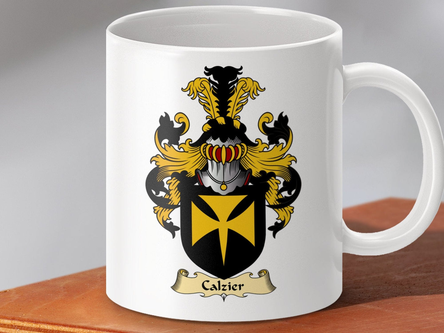 Physical Item 11oz / White Calzier Clan Coat Of Arms Scottish Mug