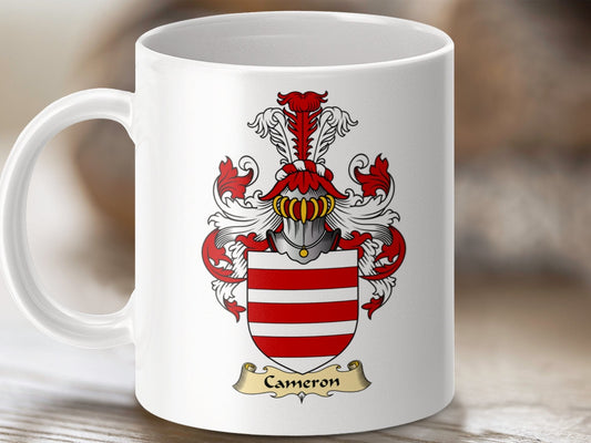 Physical Item 11oz / White Cameron Clan Coat Of Arms Scottish Mug