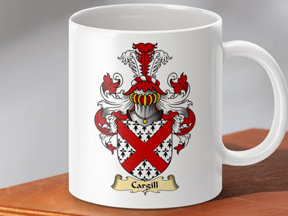 Physical Item 11oz / White Cargill Clan Coat Of Arms Scottish Mug