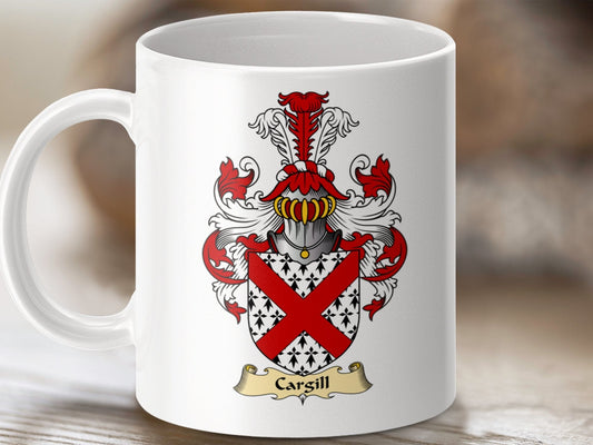 Physical Item 11oz / White Cargill Clan Coat Of Arms Scottish Mug