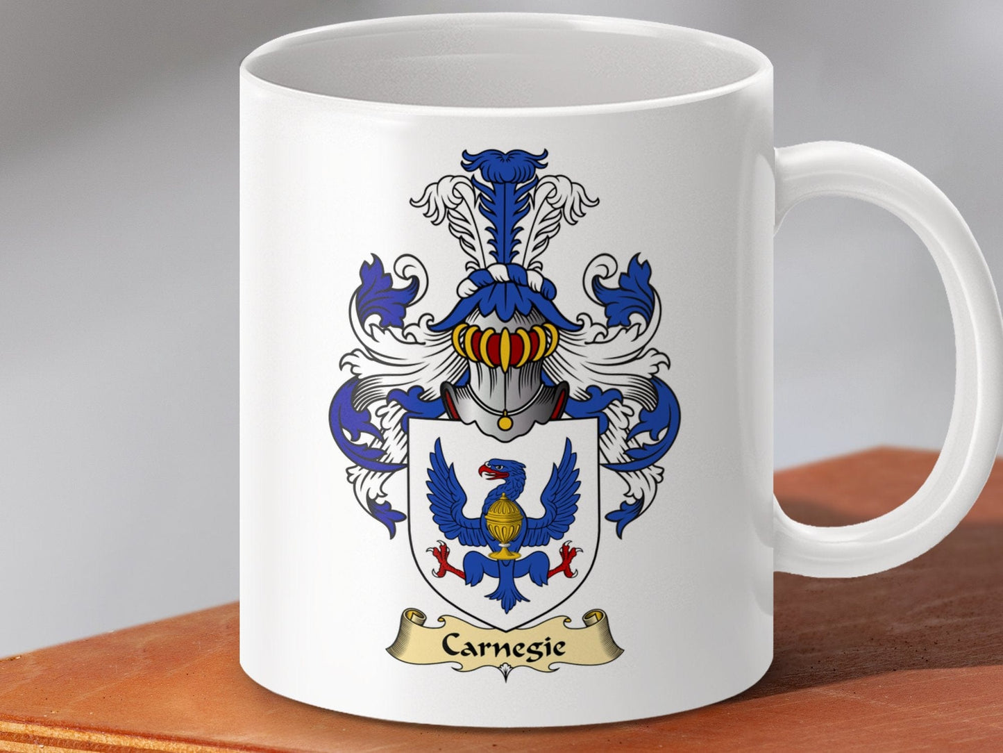 Physical Item 11oz / White Carnegie Clan Coat Of Arms Scottish Mug