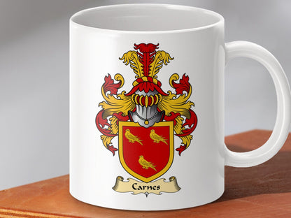 Physical Item 11oz / White Carnes Clan Coat of Arms Scottish Mug