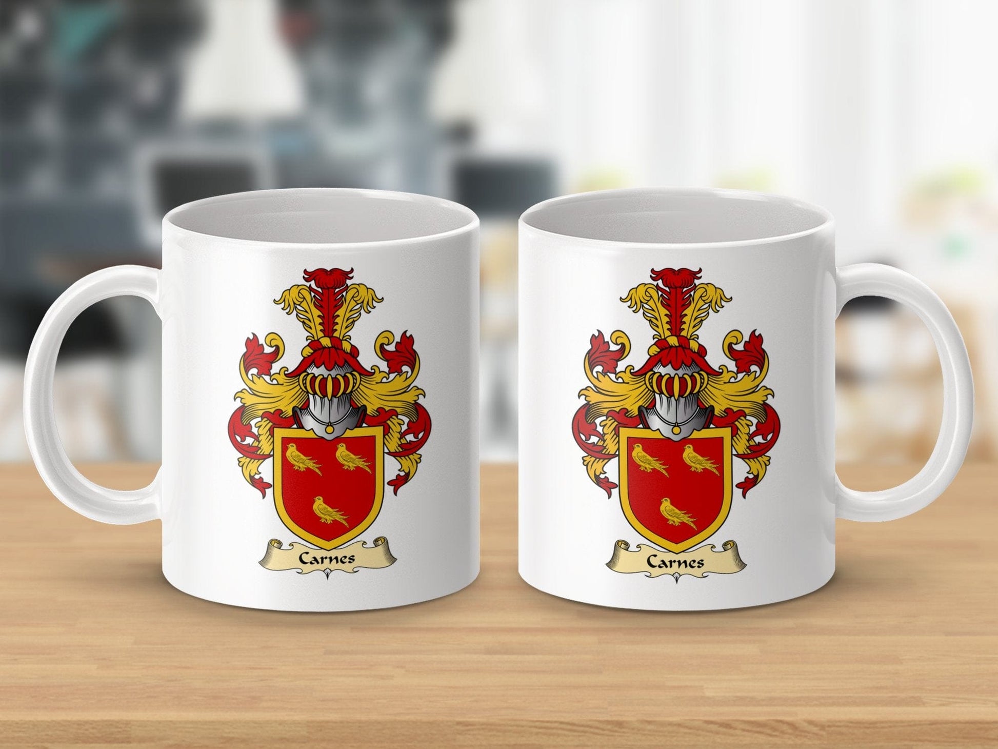 Physical Item 11oz / White Carnes Clan Coat of Arms Scottish Mug