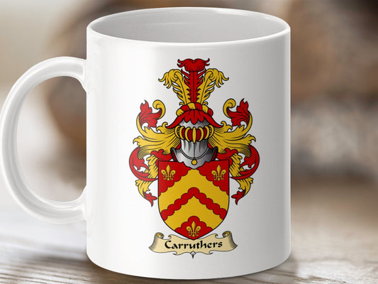 Physical Item 11oz / White Carruthers Clan Coat Of Arms Scottish Mug