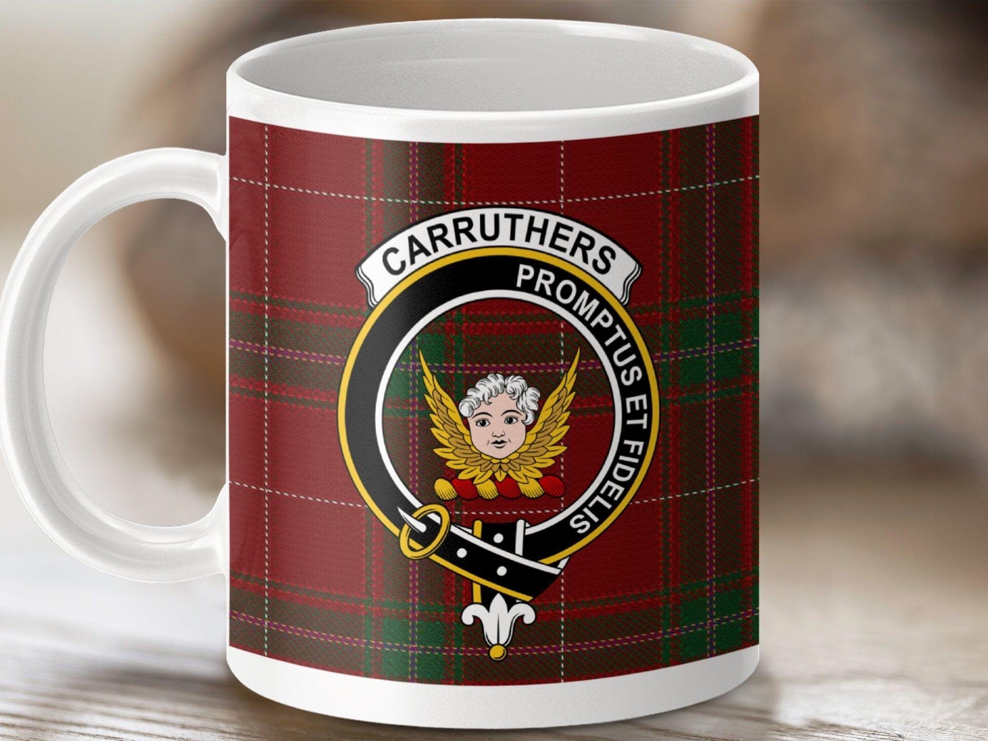 Physical Item 11oz / White Carruthers Clan Scottish Tartan Mug
