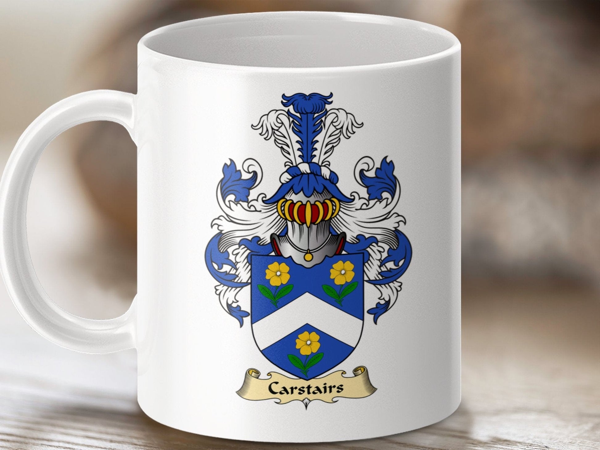 Physical Item 11oz / White Carstairs Clan Coat Of Arms Scottish Mug