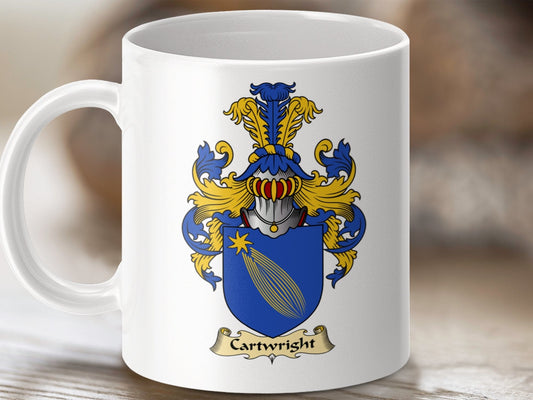 Physical Item 11oz / White Cartwright Clan Coat Of Arms Scottish Mug