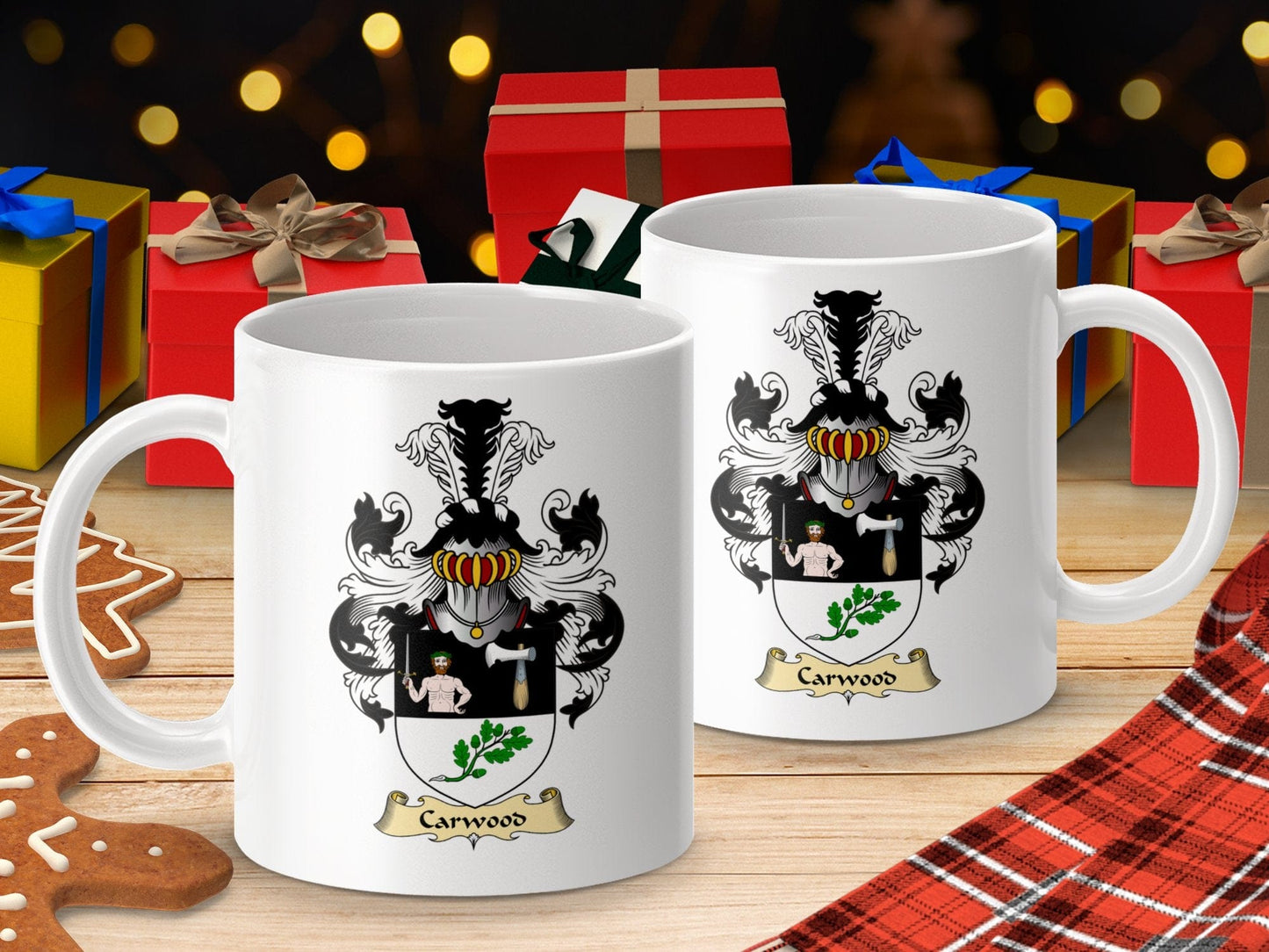 Physical Item 11oz / White Carwood Clan Coat Of Arms Scottish Mug