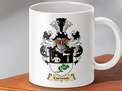 Physical Item 11oz / White Carwood Clan Coat Of Arms Scottish Mug