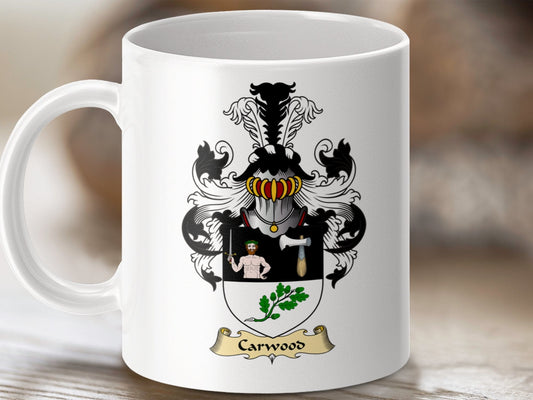 Physical Item 11oz / White Carwood Clan Coat Of Arms Scottish Mug