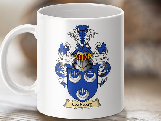 Physical Item 11oz / White Cathcart Clan Coat Of Arms Scottish Mug