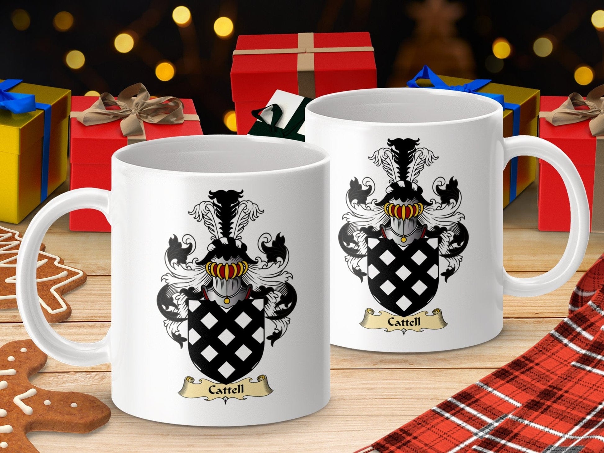 Physical Item 11oz / White Cattell Clan Coat Of Arms Scottish Mug