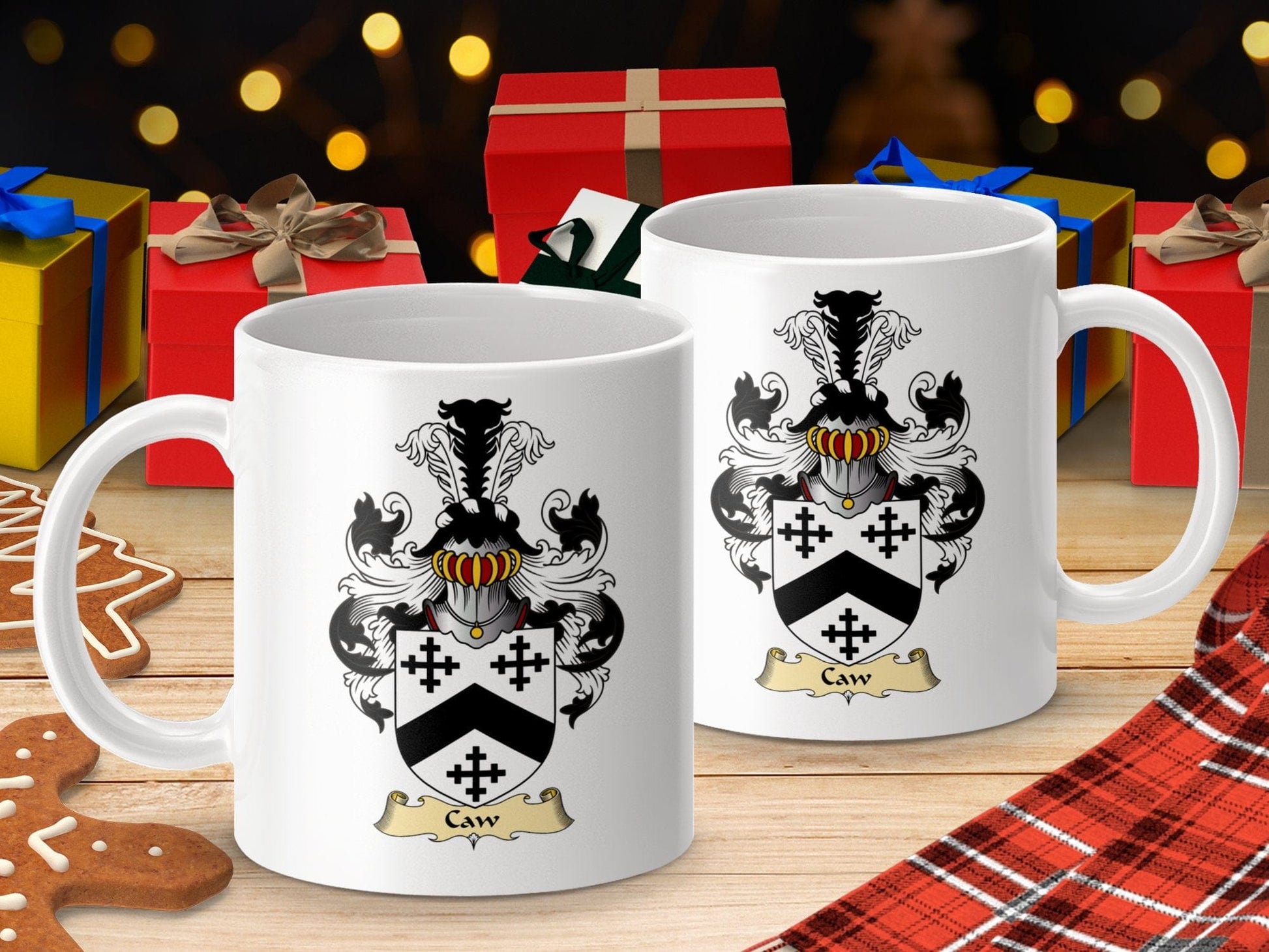 Physical Item 11oz / White Caw Clan Coat Of Arms Scottish Mug