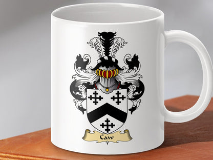 Physical Item 11oz / White Caw Clan Coat Of Arms Scottish Mug